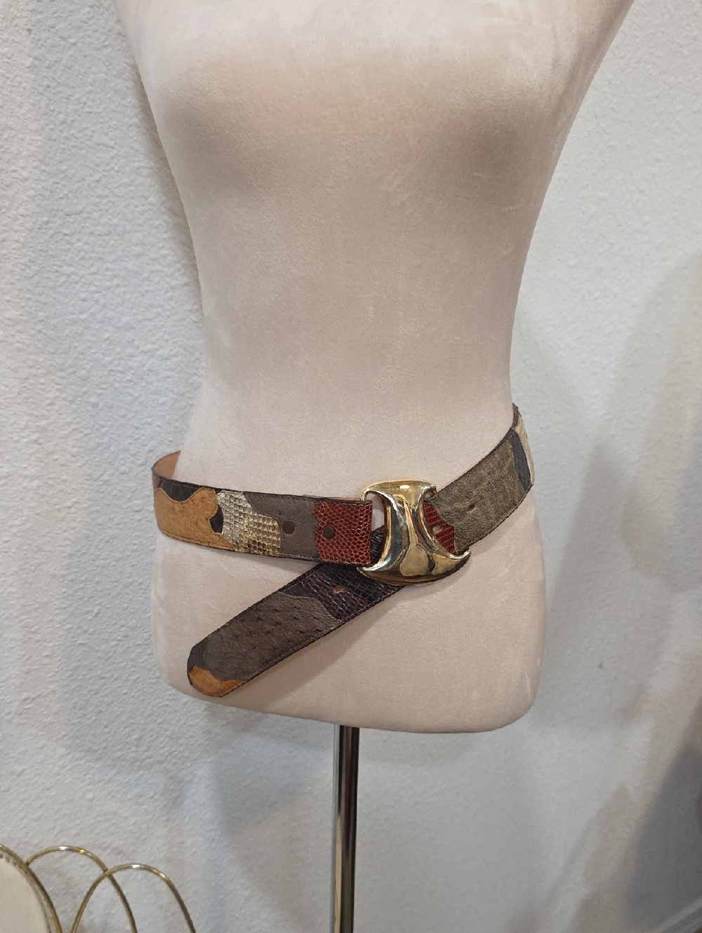 Tony Lama Camouflage Leather Belt with Gold Buckle
